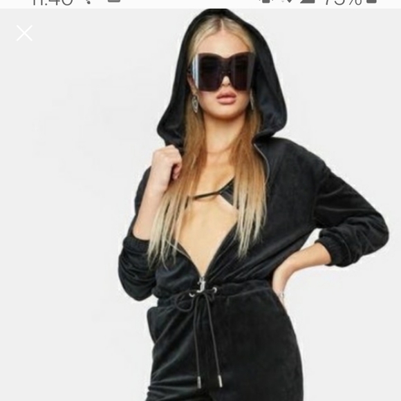 Juicy couture rhinestone hooded velour jumpsuit - Picture 3 of 6